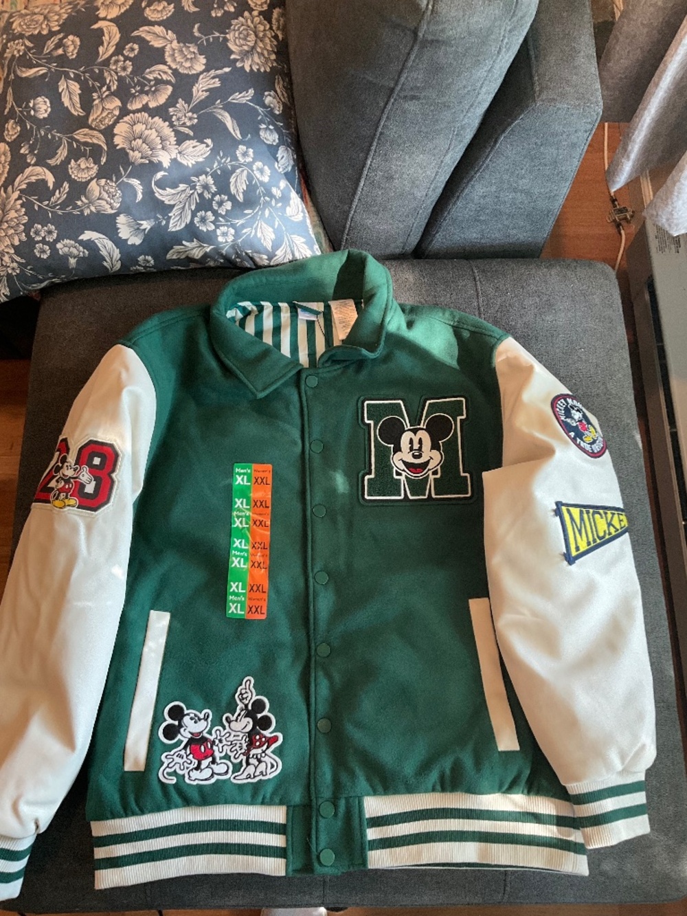 NWT Rare Green Disney Varsity Jacket Unisex Various Sizes